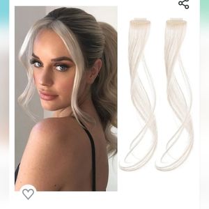 NIB long curtain bangs clip in pearl platinum